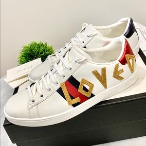 ❌SOLD❌Gucci Women's Ace “Loved” Embroidered